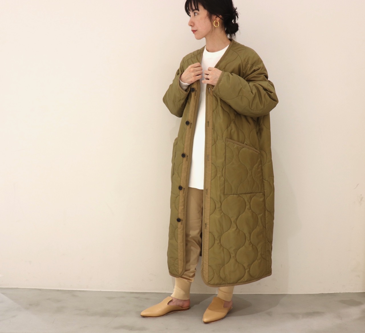 HYKE OXFORD COLLARLESS BIG JACKET ブラック1-