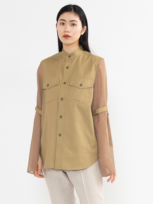 military pocket sheer shirt